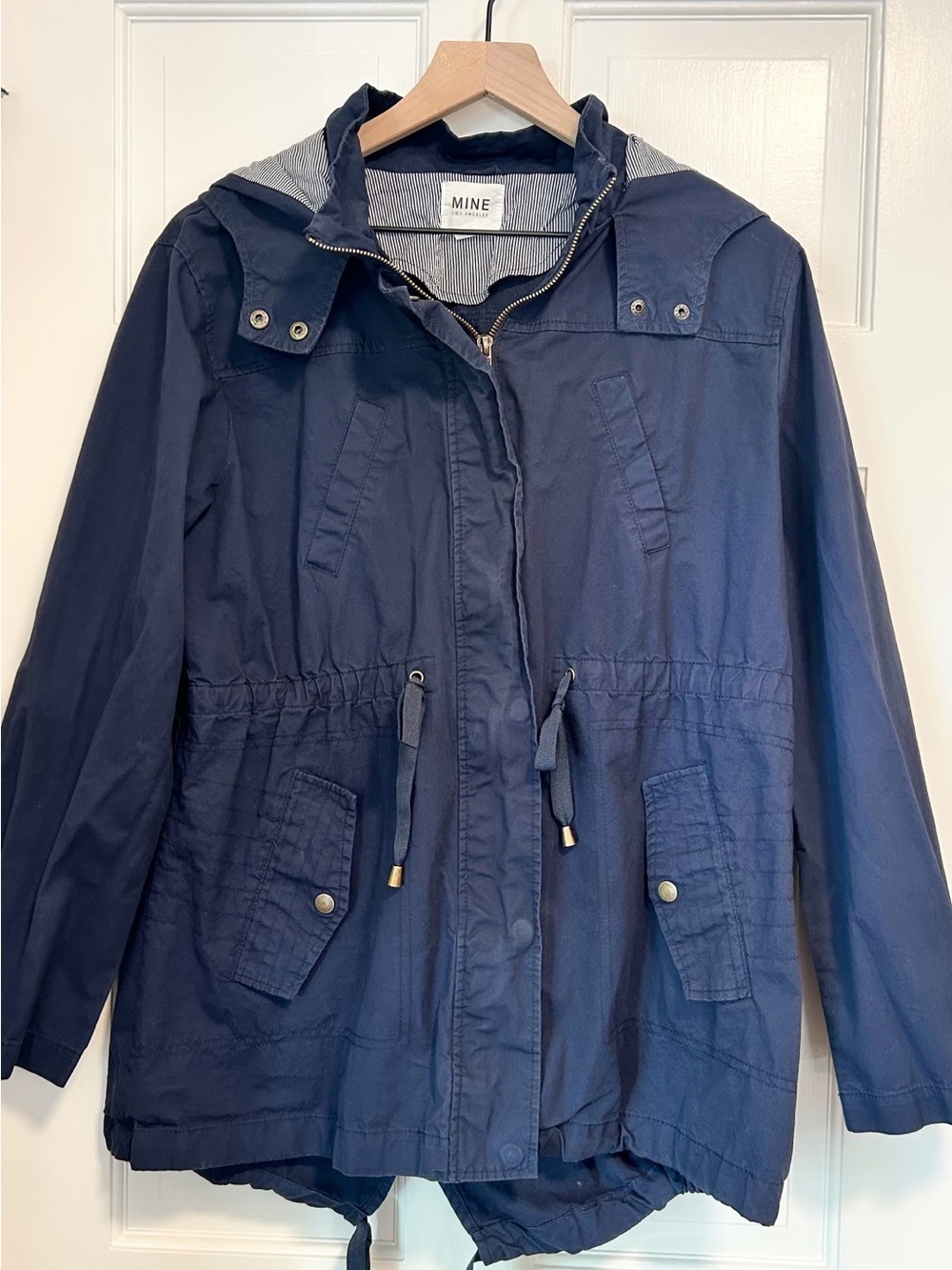 MINE Los Angeles 100% Cotton Utility Anorak Jacket - Navy Blue - Size Small - Picture 2 of 5